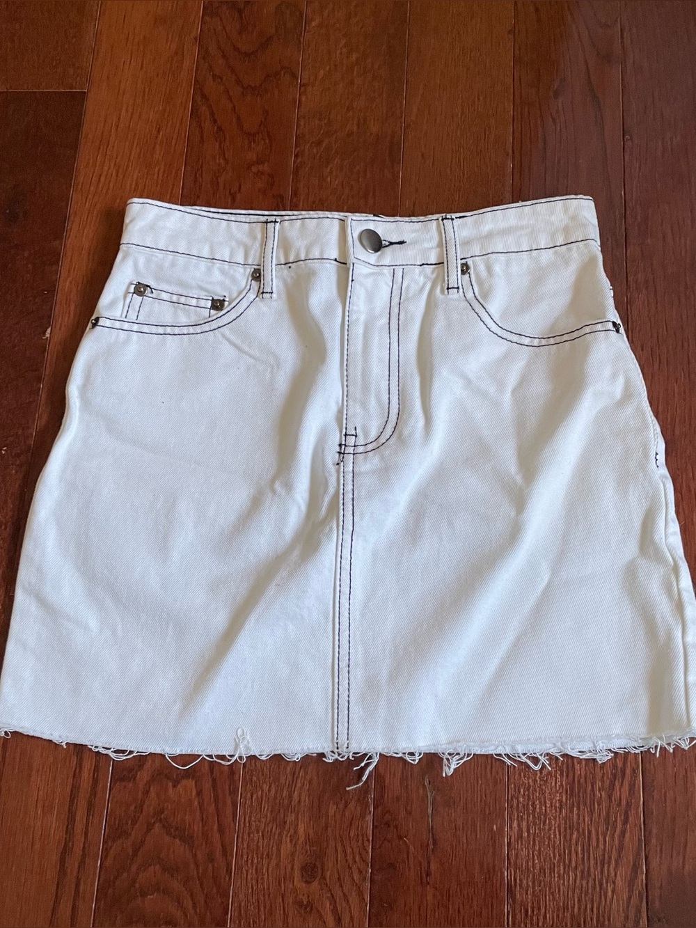 NWT white denim mini skirt